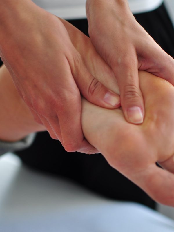 Foot treatment, massaging a foot